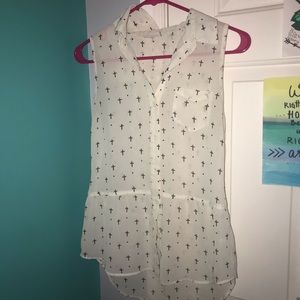 Sheer collared blouse